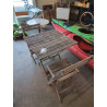 ENSEMBLE TABLE ET 2 CHAISES DE JARDIN PLIANTES BOIS AJOURÉ 