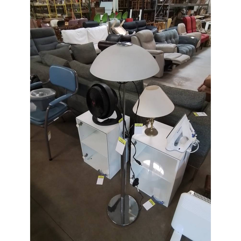 LAMPADAIRE MÉTAL CHROMÉ 2 FEUX AJ VERRE