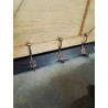 PORTE MANTEAU MURAL 6 PATÈRES MÉTAL DORÉ SOCLE BOIS 