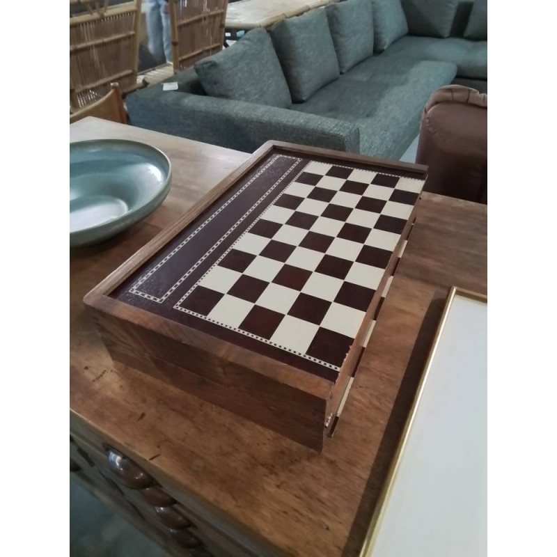 MALETTE DE JEUX DAMES BACKGAMMON BOIS 