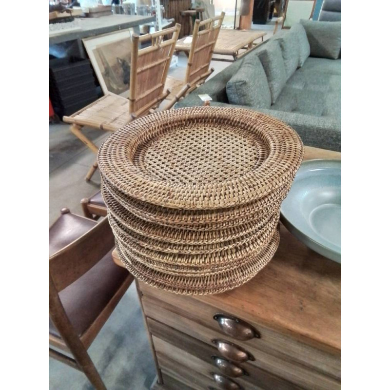 10 DESSOUS DE PLAT ROND VANNERIE 