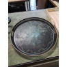 PLATEAU DE SERVICE ROND MÉTAL NOIR PEINT FIN XIXE 