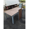TABLE DE JARDIN EXTENSIBLE PIÈTEMENT ALU PLATEAU BOIS AJOURÉ 165X90X70CM 1 RALLONGE 51CM