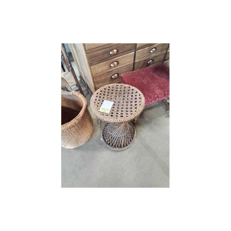 TABOURET ROND VANNERIE ANNÉES 60