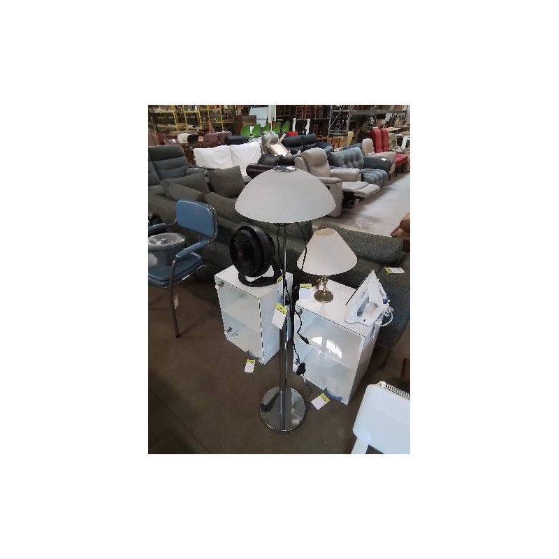 LAMPADAIRE MÉTAL CHROMÉ 2 FEUX AJ VERRE