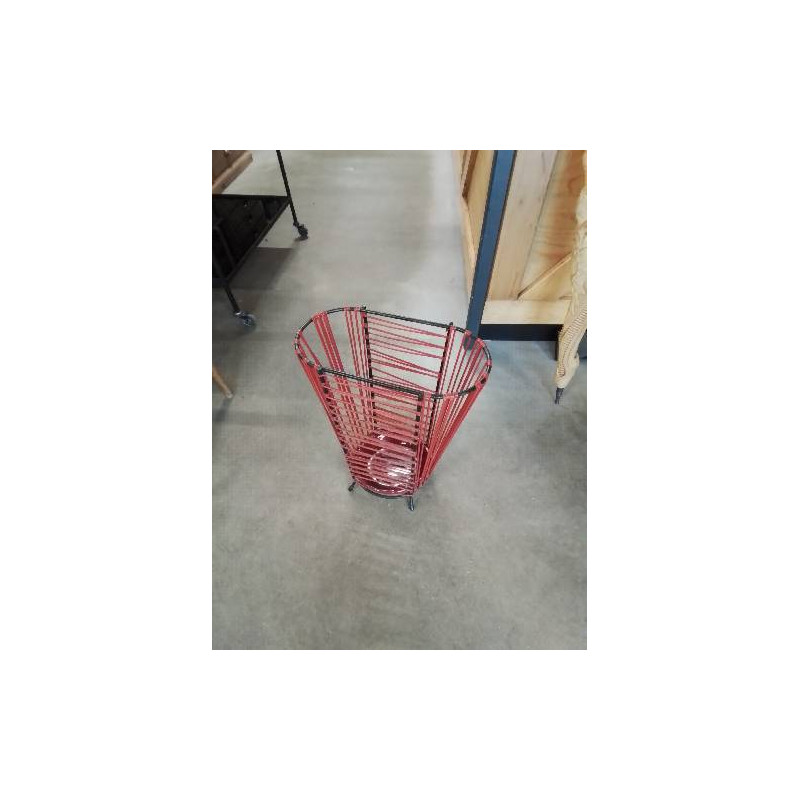 PORTE PARAPLUIE FER FORGÉ NOIR ET SCOOBIDOU ROUGE ANNÉES 50