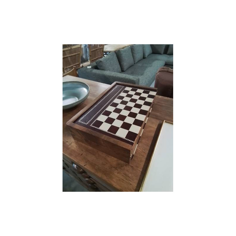 MALETTE DE JEUX DAMES BACKGAMMON BOIS 