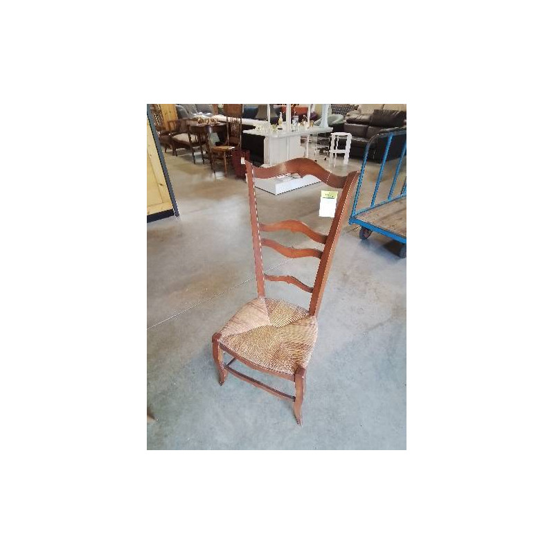 CHAISE DE NOURRICE BOIS ASSISE PAILLÉ BICOLORE DOSSIER 4 BARREAUX 