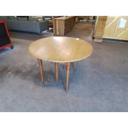TABLE RONDE 6 PIEDS DIRECTOIRE EXTENSIBLE DE 150CM VENDUE AVEC UNE RALLONGE DE 35 CM
