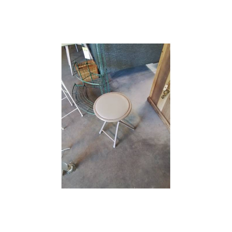 TABOURET PLIANT MÉTAL ET PU TAUPE