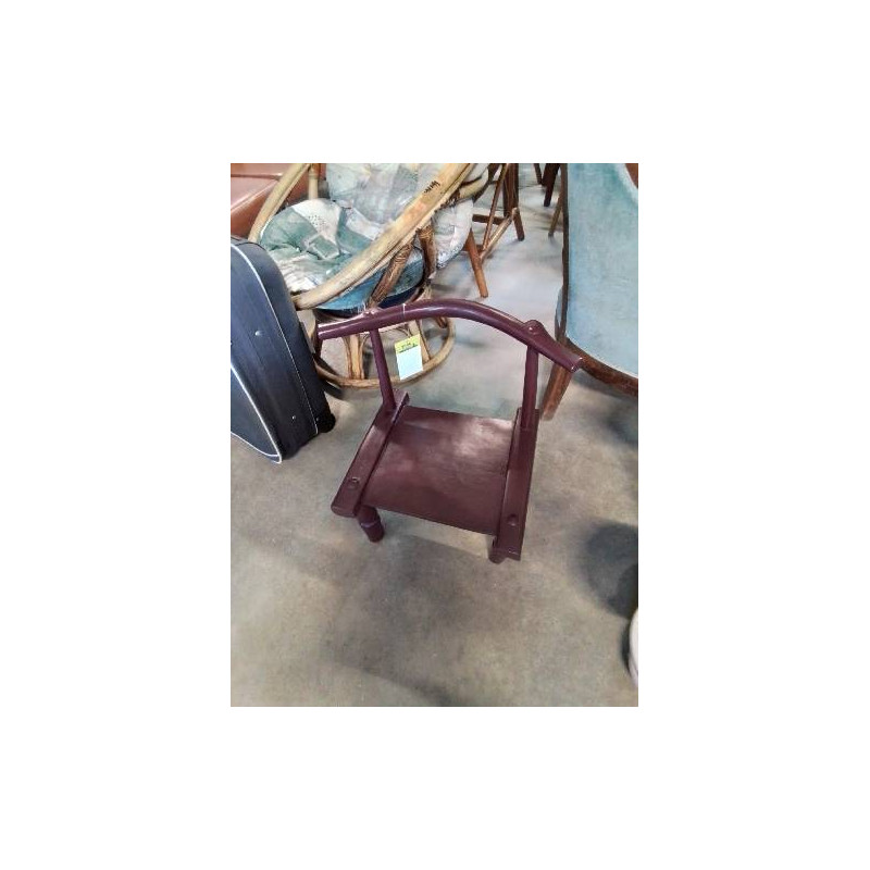 CHAISE ENFANT BOIS PEINT BORDEAUX DOSSIER COURBÉ 