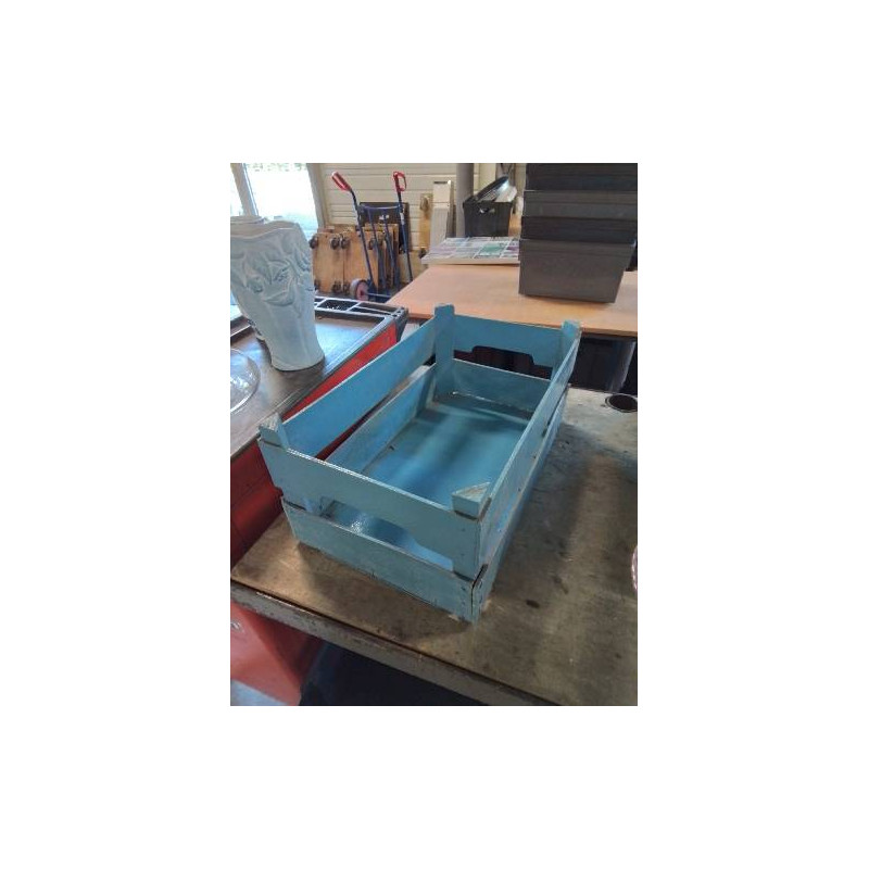 CAISSE RECTANGULAIRE BOIS PEINT BLEU