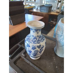 VASE CÉRAMIQUE ECRU BLEU...