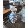 VASE CÉRAMIQUE ECRU BLEU AUX FLEURS 