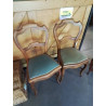 CHAISE BOIS ASSISE TISSU VERT DOSSIER ÉCHANCRÉ NAPOLÉON III