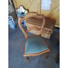 CHAISE BOIS ASSISE CAPITONNÉ BLEU DOSSIER ÉCHANCRÉ NAPOLÉON III 