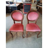 PAIRE DE CHAISES BOIS ASSISE ET DOSSIER CAPITONNÉ VELOURS VIEUX ROSE STYLE LOUIS PHILIPPE 