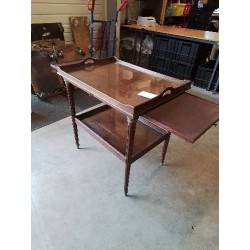 DESSERTE TABLE A THÉ ACAJOU GARNITURES LAITON STYLE LOUIS XVI 