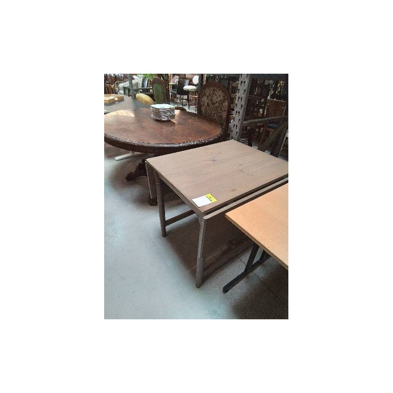 TABLE RECTANGULAIRE ABATTANTS PIN TAUPE 1 TIROIR