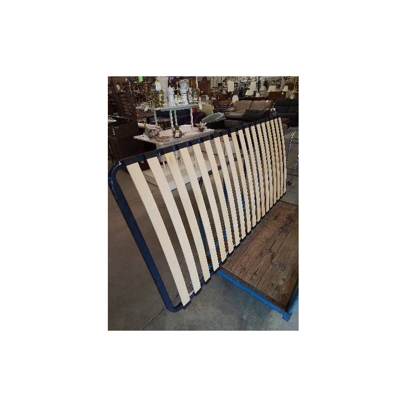 SOMMIER CADRE MÉTAL BLEU A LATTES 90X190CM 