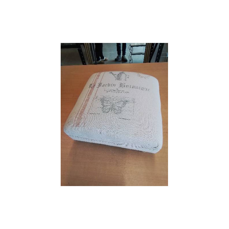 REPOSE PIEDS BOIS CAPITONNÉ TISSU ECRU LE JARDIN BOTANIQUE 