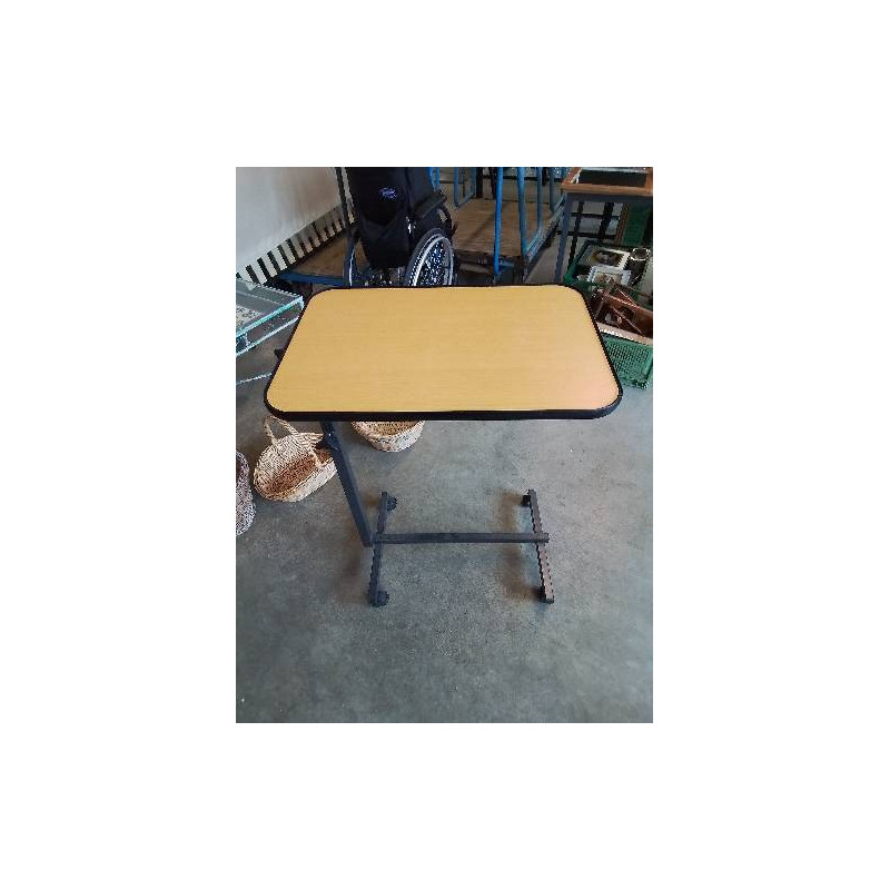 TABLE DE LIT RÉGLABLE HAUTEUR PIÈTEMENT GRIS PLATEAU BOIS