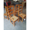 4 CHAISES BOIS CLAIR PAILLÉ A ENTRETOISE DOSSIER 3 BARREAUX CHANTOURNÉ 