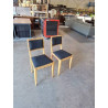 PAIRE DE CHAISES ANNÉES 60 BOIS CLAIR TISSU NOIR