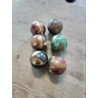 BOULE DÉCORATIVE BOIS LAITON CORNE INDE XXE