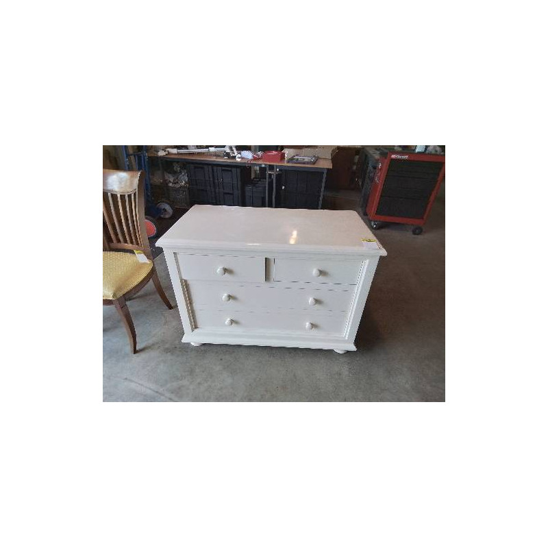 COMMODE BOIS LAQUÉ BLANC 4 TIROIRS 
