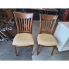 PAIRE DE CHAISES BOIS ASSISE TISSU JAUNE 