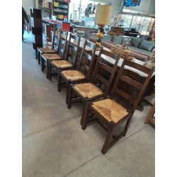 6 CHAISES BOIS PAILLÉ A...