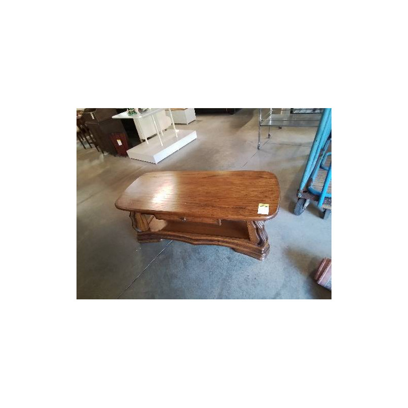 TABLE BASSE RECTANGULAIRE A COLONNES 1 TIROIR STYLE REGENCE 