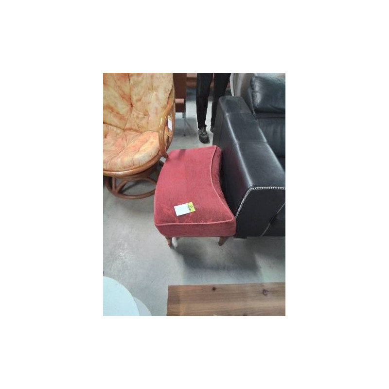 POUF BOIS MOULURÉ STYLE DIRECTOIRE VELOURS ROUGE