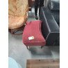 POUF BOIS MOULURÉ STYLE DIRECTOIRE VELOURS ROUGE