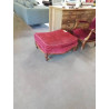 POUF BOIS STYLE RÉGENCE VELOURS ROUGE
