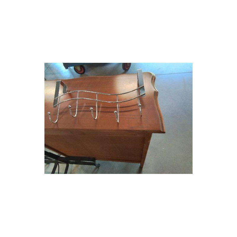 PORTE MANTEAU DE PORTE MÉTAL CHROMÉ 5 PATÈRES 