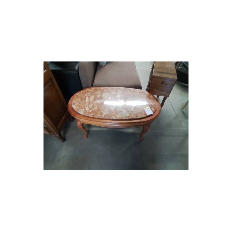 TABLE BASSE OVALE STYLE RÉGENCE PLATEAU MARBRE