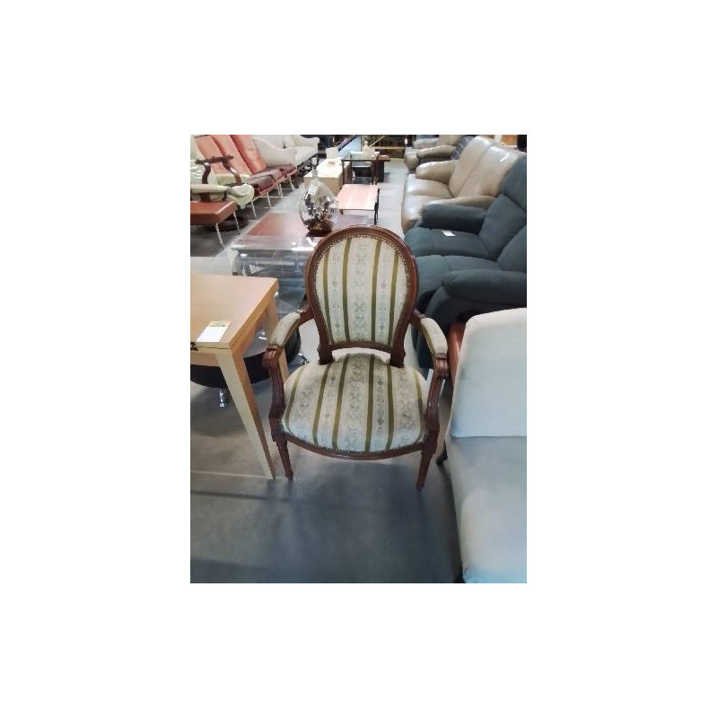 CABRIOLET STYLE LOUIS XVI TISSU ECRU ET BRONZE 