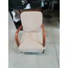 FAUTEUIL ACCOTOIRS BOIS CLAIR TISSU BEIGE