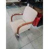FAUTEUIL ACCOTOIRS BOIS CLAIR TISSU BEIGE