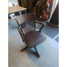 FAUTEUIL AMERICAN BOIS ASSISE CAPITONNÉ CUIR DÉBUT XXE EN L ETAT