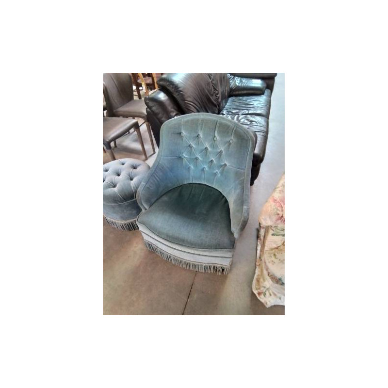 CHAUFFEUSE VELOURS BLEU A FRANGES 