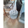 TABOURET ROND VELOURS BLEU A FRANGES 