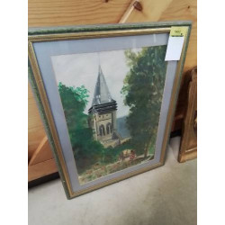 AQUARELLE CLOCHER D’EGLISE 