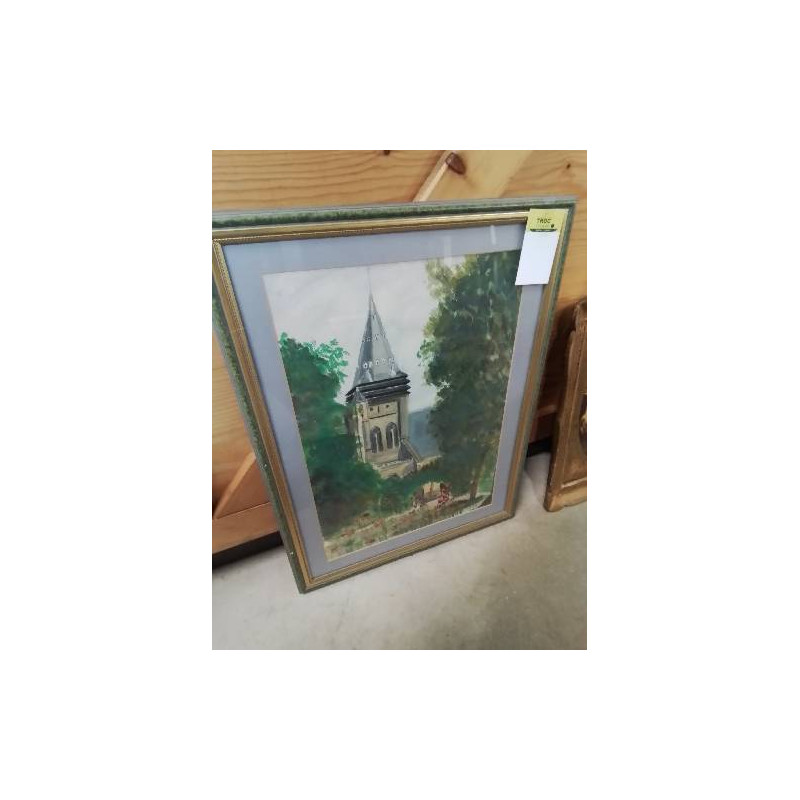 AQUARELLE CLOCHER D’EGLISE 