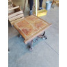 TABLE BASSE CARRÉ FER FORGÉ PLATEAU BOIS CARRELÉ 