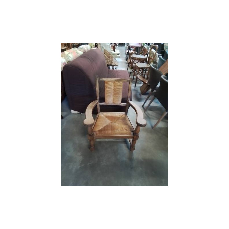 FAUTEUIL BOIS PAILLÉ ANNÉES 50 DANS LE GOUT DE CHARLES DUDOUYT