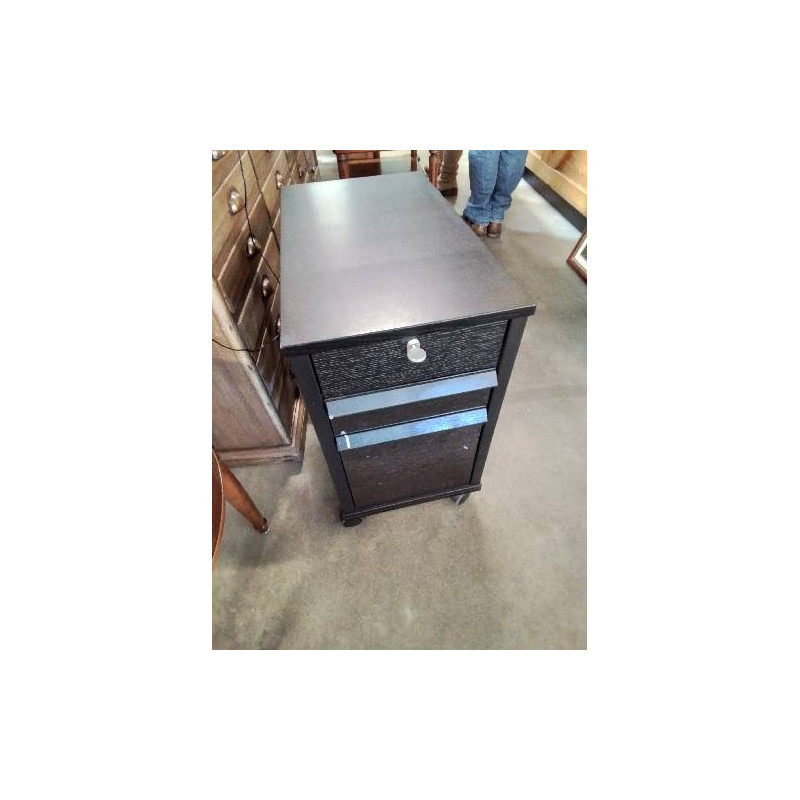 CAISSON DE BUREAU A ROULETTES BOIS NOIR WENGÉ 2 TIROIRS 