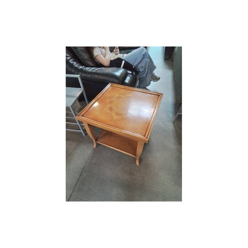 TABLE BASSE CARRÉE BOIS CLAIR 2 NIVEAUX 